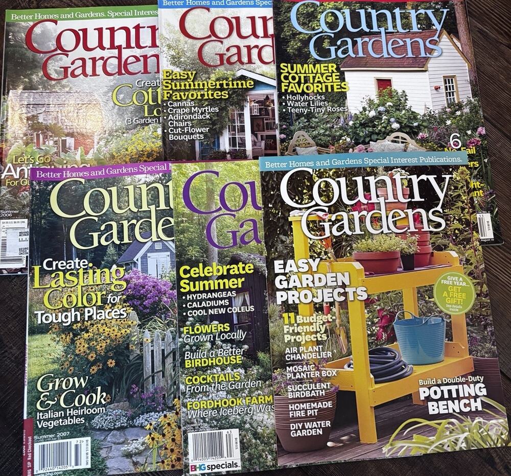 6 Country Gardens Y2K Summer Ed Romantic Magazine Lot Early 2000's Cottage